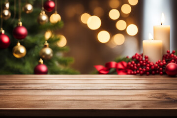 Christmas Tabletop Background with Decorations