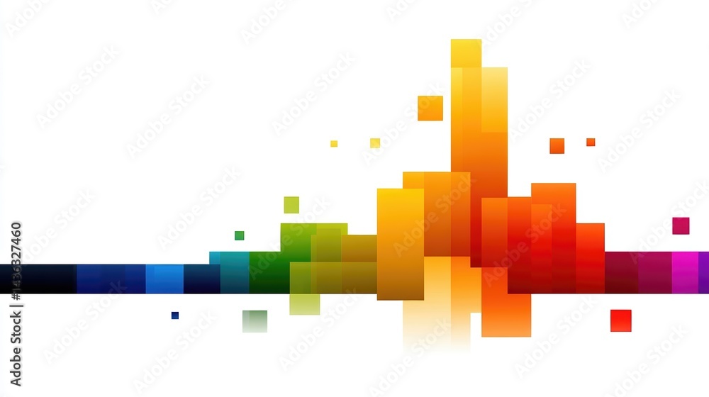 Fototapete colorful pixel art showcasing gradient blocks on a white background in minimalistic design