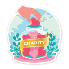 International day of charity sign with flat cartoon vector illustration