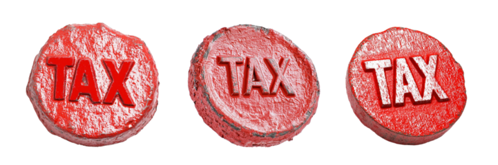 Red Tax Stamps on Transparent Background for Financial and Business Themes