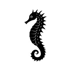 Seahorse wrapped around seaweed silhouette