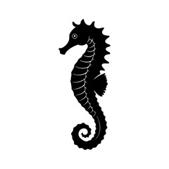 Fototapeta premium Seahorse wrapped around seaweed silhouette