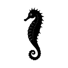 Fototapeta premium Seahorse wrapped around seaweed silhouette