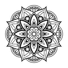 Circular pattern in the form of a mandala. Henna tattoo mandala. Mehndi style. Decorative pattern in oriental style. Coloring book page.