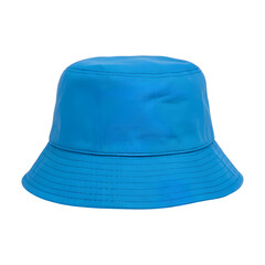 Fototapeta premium Bright blue bucket hat casting a soft shadow on a gray background transparent background