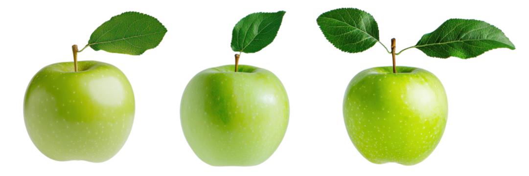 Fresh Green Apples on Transparent Background for Culinary and Health-Related Projects