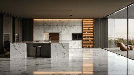 Modern Luxury Kitchen Interior Design with Marble