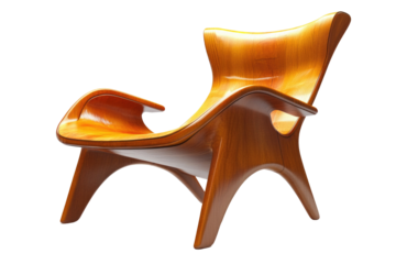 Scandinavian Style Pine Lounge Chair With  isolated on a transparent background