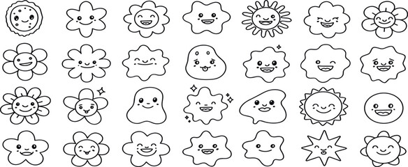 funny cartoon illustrations with smiling character and mascots Vector logo design template and graphic elements for advertising, branding, posters and banners