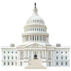 Iconic architecture, government edifice, domed building,isolated on black