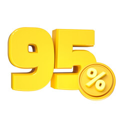 3d-render-95-percentage-font-yellow