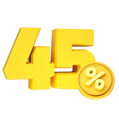 3d-render-45-percentage-font-yellow