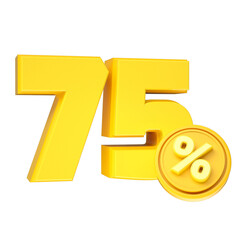 3d-render-70-percentage-font-yellow