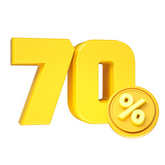 3d-render-70-percentage-font-yellow
