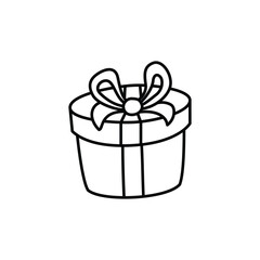 Elegant Gift Box Outline Black and White