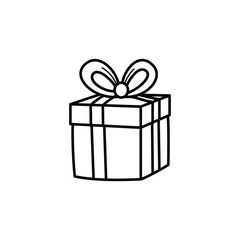 Elegant Gift Box Outline Black and White