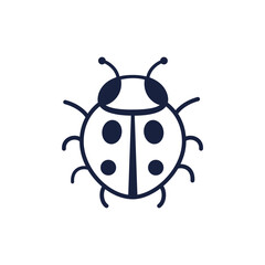 Charming Ladybug Outline Black and White Illustration