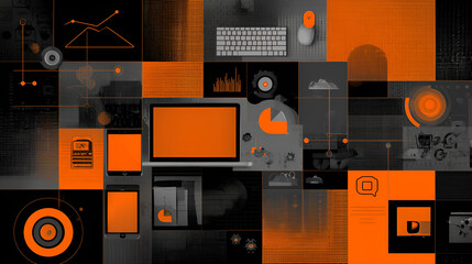 Obraz premium Black and orange tech themed design