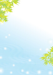 新緑がさわやかな水辺のキラキラ背景