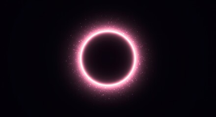 A cosmic ring of light emits sparkling rose dust in the vast infinite void of space