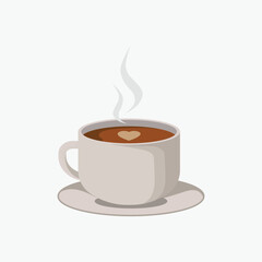 Set of vector illustration of a coffee cup with steam rising isolating on white background