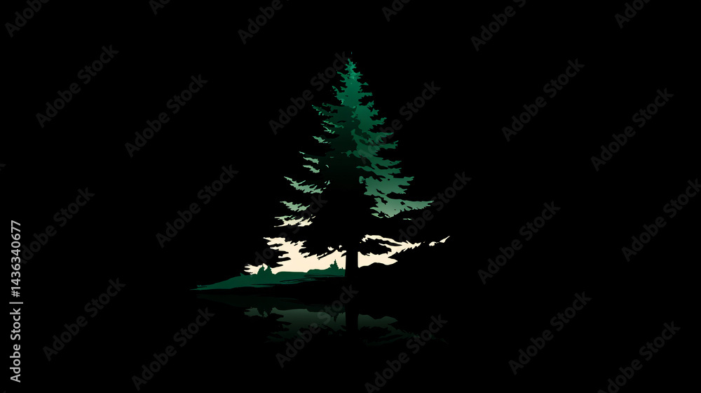 Poster pine tree vector icon ideal for logos and branding