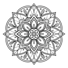 Circular pattern in the form of a mandala. Henna tattoo mandala. Mehndi style. Decorative pattern in oriental style. Coloring book page.