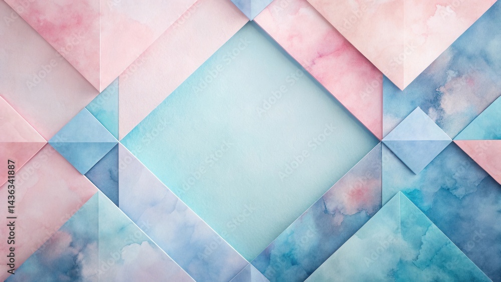 Aufkleber abstract pastel watercolor geometric pattern background design featuring interlocking triangles and 