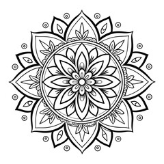 Circular pattern in the form of a mandala. Henna tattoo mandala. Mehndi style. Decorative pattern in oriental style. Coloring book page.