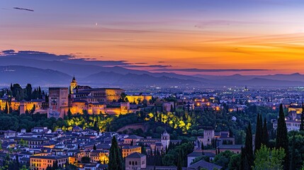 Naklejka premium Alhambra Palace: A Majestic Marvel of Islamic Architecture and Historical Splendor
