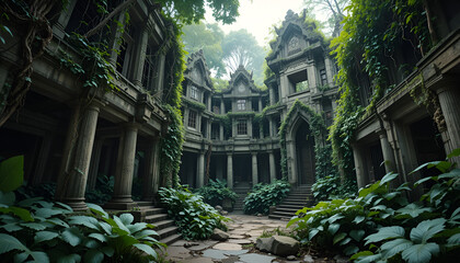 Forgotten Sanctuaries: Ancient Ruins Entwined with Jungle Wilderness