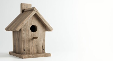 Wooden Birdhouse on White Background