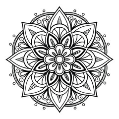Circular pattern in the form of a mandala. Henna tattoo mandala. Mehndi style. Decorative pattern in oriental style. Coloring book page.