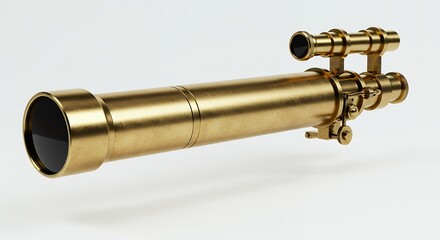 Naklejka premium Golden Telescope Detailed View Isolated