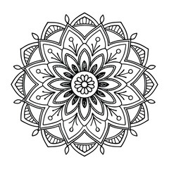 Circular pattern in the form of a mandala. Henna tattoo mandala. Mehndi style. Decorative pattern in oriental style. Coloring book page.