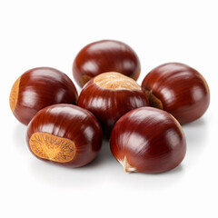 chestnuts isolated on white background close up. studio shot. healthy food.