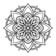 Circular pattern in the form of a mandala. Henna tattoo mandala. Mehndi style. Decorative pattern in oriental style. Coloring book page.