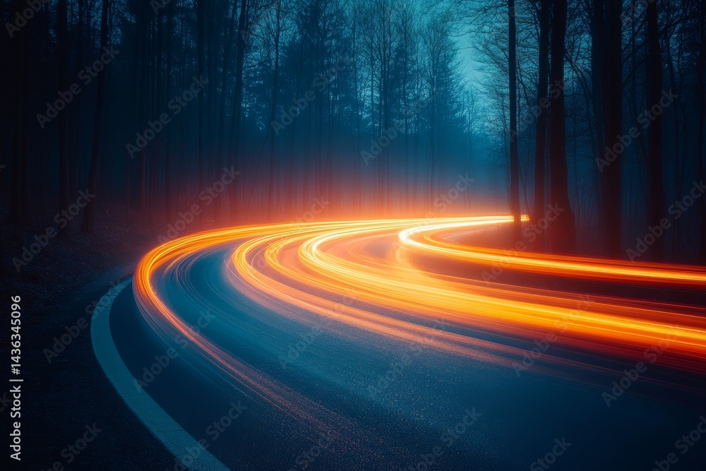 Poster high-speed light effects are illustrated in a modern depiction of a car in motion, set against a for