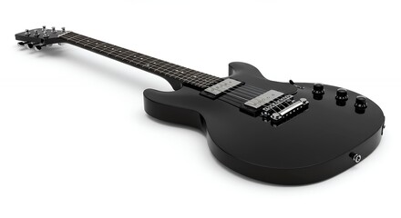Black Electric Guitar on White