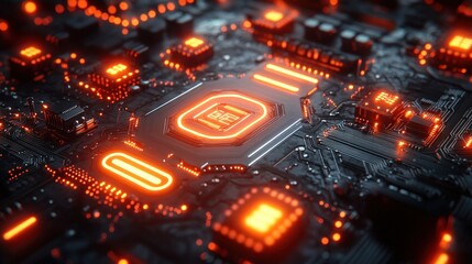 Fototapeta premium Glowing Circuits: A Close-Up of a Futuristic Motherboard