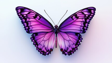 Fototapeta premium A stunning violet butterfly with intricate wing patterns, gracefully perched against a clean white background