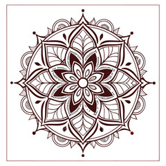 Circular pattern in the form of a mandala. Henna tattoo mandala. Mehndi style. Decorative pattern in oriental style. Coloring book page.