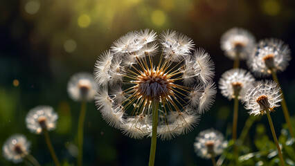 The Art of Dispersal: A Hypnotic Close-Up of Dandelion Seeds in Motion