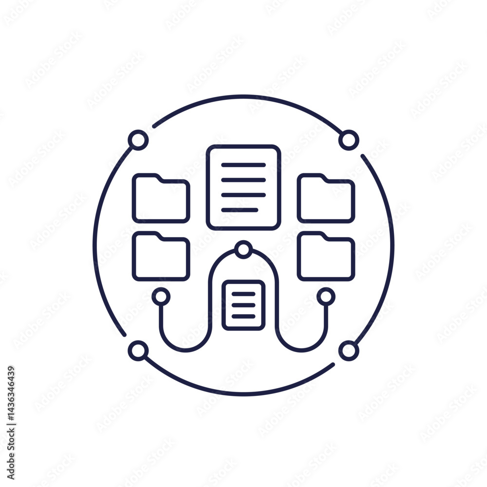 Poster data flow icon in line design