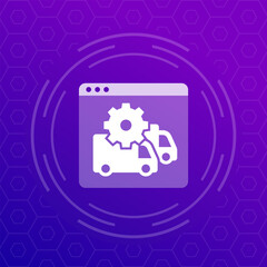 Obraz premium commercial fleet management software icon with truck, vector