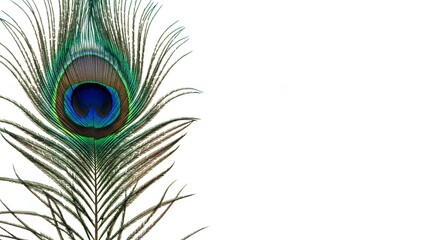 Obraz premium Peacock Feather Detail on White Background