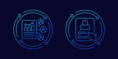 user metrics and data icons, linear design