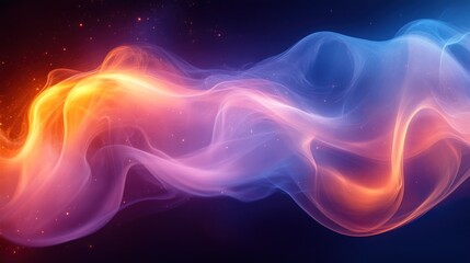 Abstract Colorful Smoke Wave, Digital Art, Energy Flow,  Vibrant Hues, Dynamic Movement, Glowing Particles