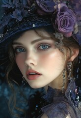 Artistic creative portrait of a young woman.