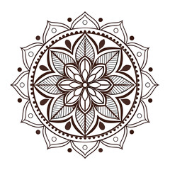 Circular pattern in the form of a mandala. Henna tattoo mandala. Mehndi style. Decorative pattern in oriental style. Coloring book page.